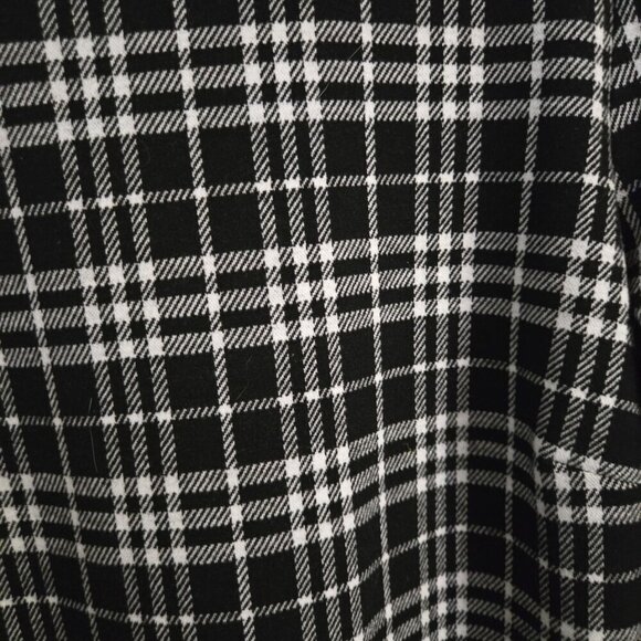 Talbots Windowpane Plaid Fleece Long Sleeve Mock Neck Dress Black Cream  Size M - Picture 4 of 7